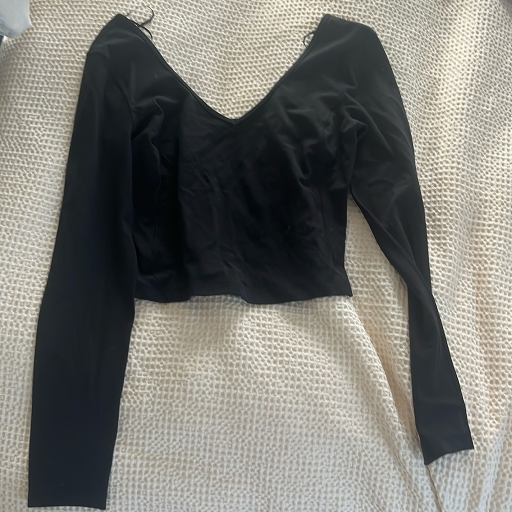 Lululemon black deep V long sleeve top